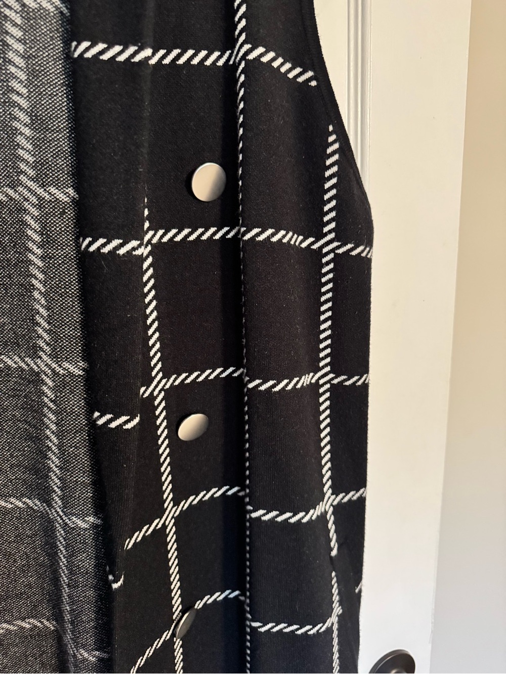 Rachel Zoe Black and White Windowpane Sweater Duster Vest - Picture 3 of 4